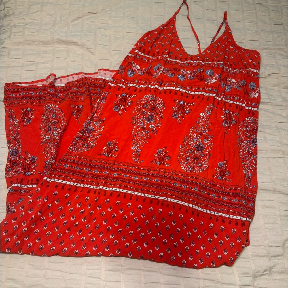 Old Navy Red Floral Boho Maxi Dress
